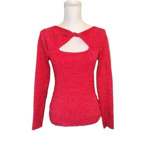 Jessica Simpson Red Sweater Women’s Cleavage Twist Stretch Tight Fit Size Medium